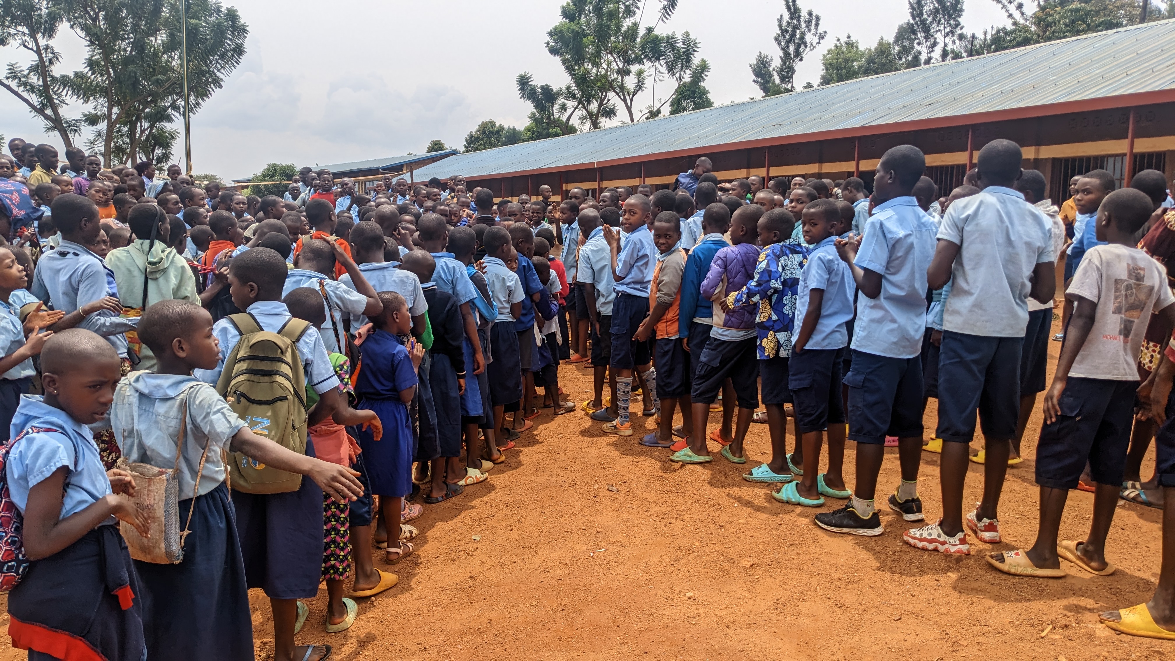 Students gathered for environmental education activities at school